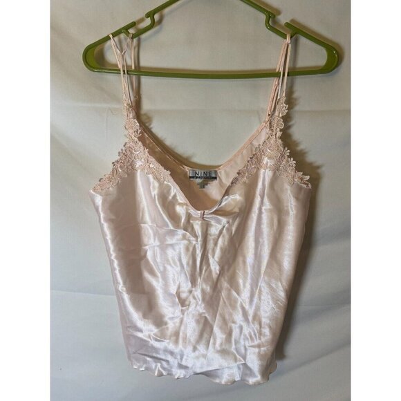 Vintage Nine & Company Womens Soft Silky Pink Cami Camisole Size Large lacy - Picture 1 of 2